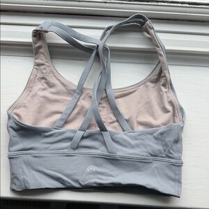 lululemon athletica Light Gray & Blush Strappy Sports Bra
